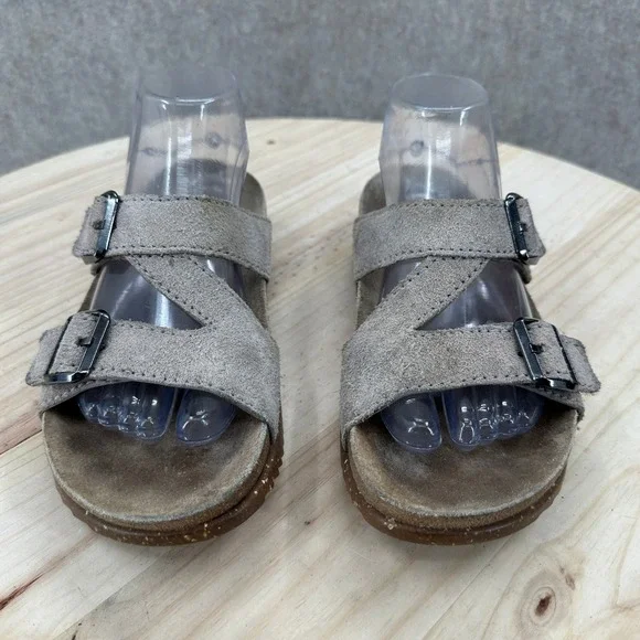 Dansko Cork Footbed Slide Sandals 8.5 Vibram Suede Double Strap Buckle Comfort - Picture 3 of 12